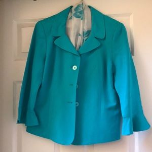 2 piece teal blue suite with scarf
